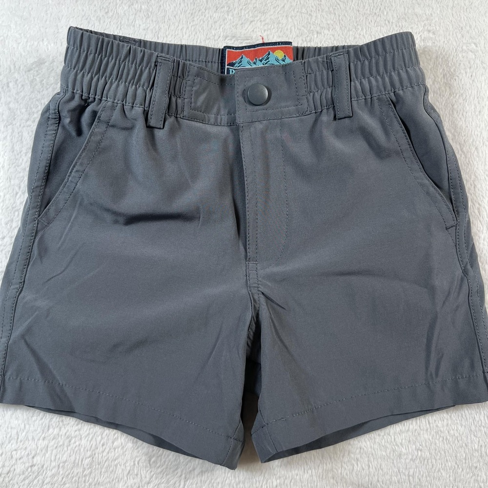 Burlebo Shorts Performance Kids 4 Gray Chino Elastic Waist Pockets Summer Casual